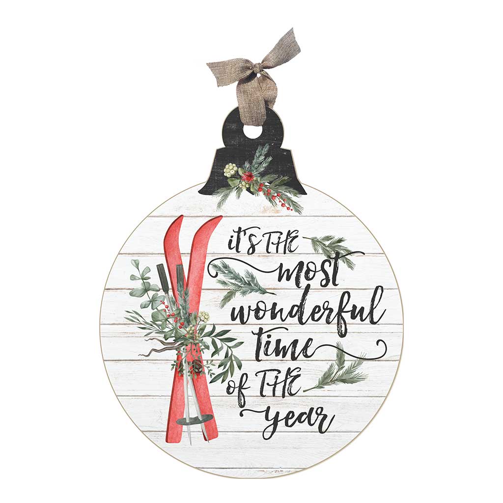 Snow Skis Most Wonderful Time of Year Large Ornament Sign