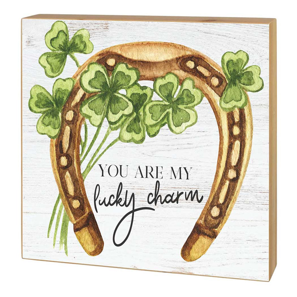 5x5 You Are My Lucky Charm Horseshoe and Shamrock Block