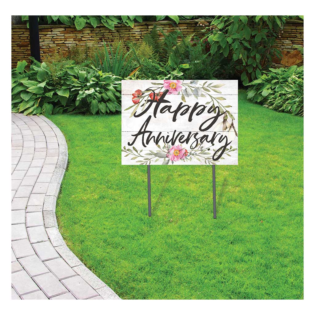 18x24 Happy Anniversary Floral Border Lawn Sign