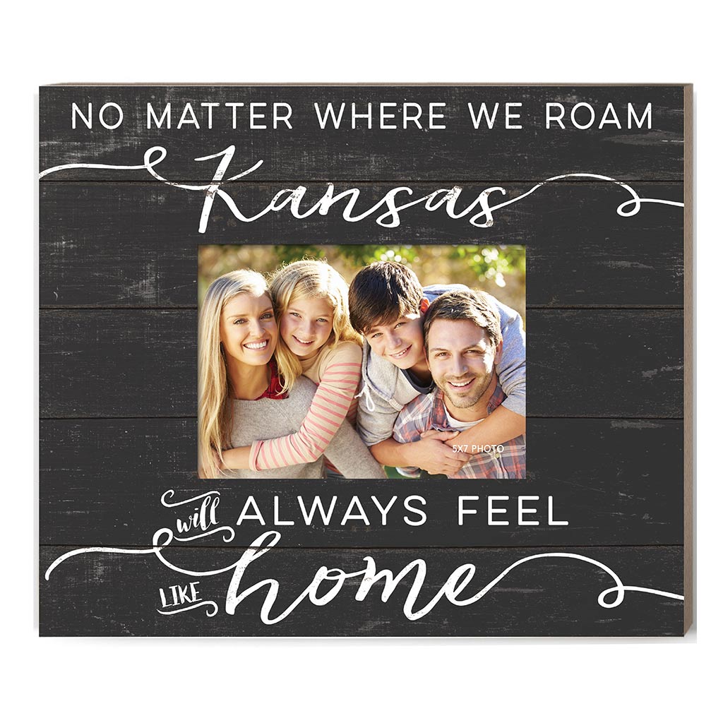 Weathered Charcoal Slat Photo Frame Feels Like Home Kansas