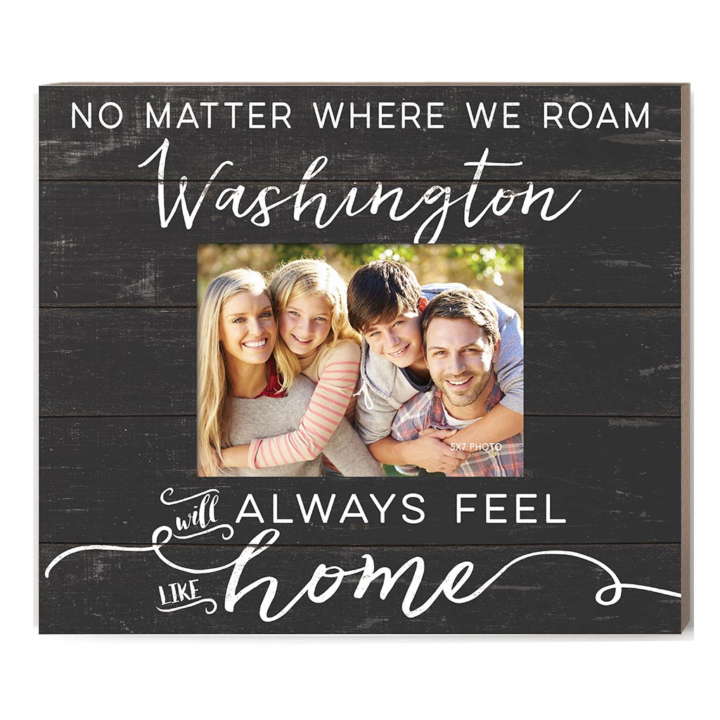 Weathered Charcoal Slat Photo Frame Feels Like Home Washington