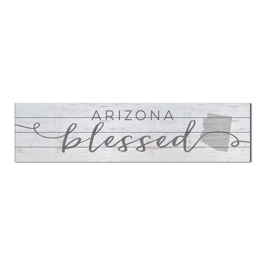 40x10 Whitewash Slat Sign State Blessed Arizona