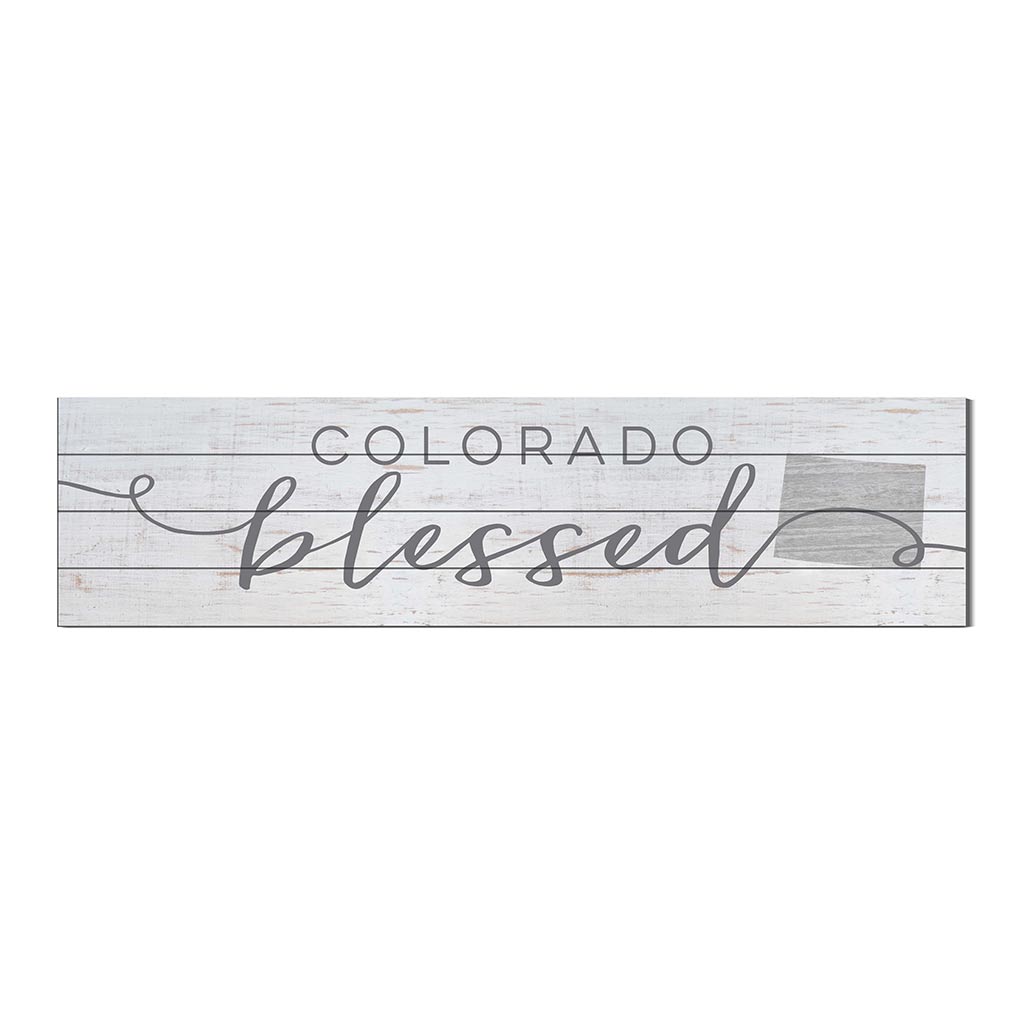 40x10 Whitewash Slat Sign State Blessed Colorado