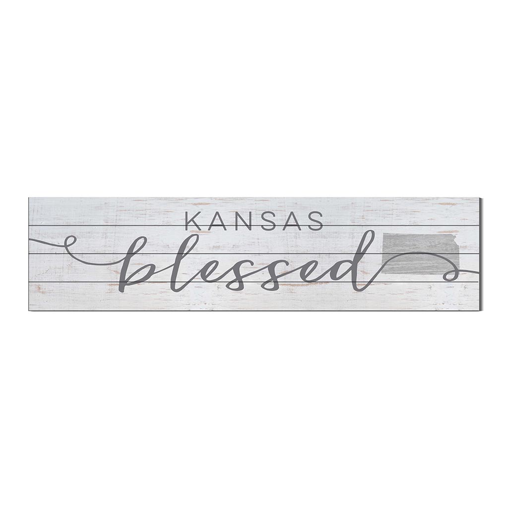 40x10 Whitewash Slat Sign State Blessed Kansas