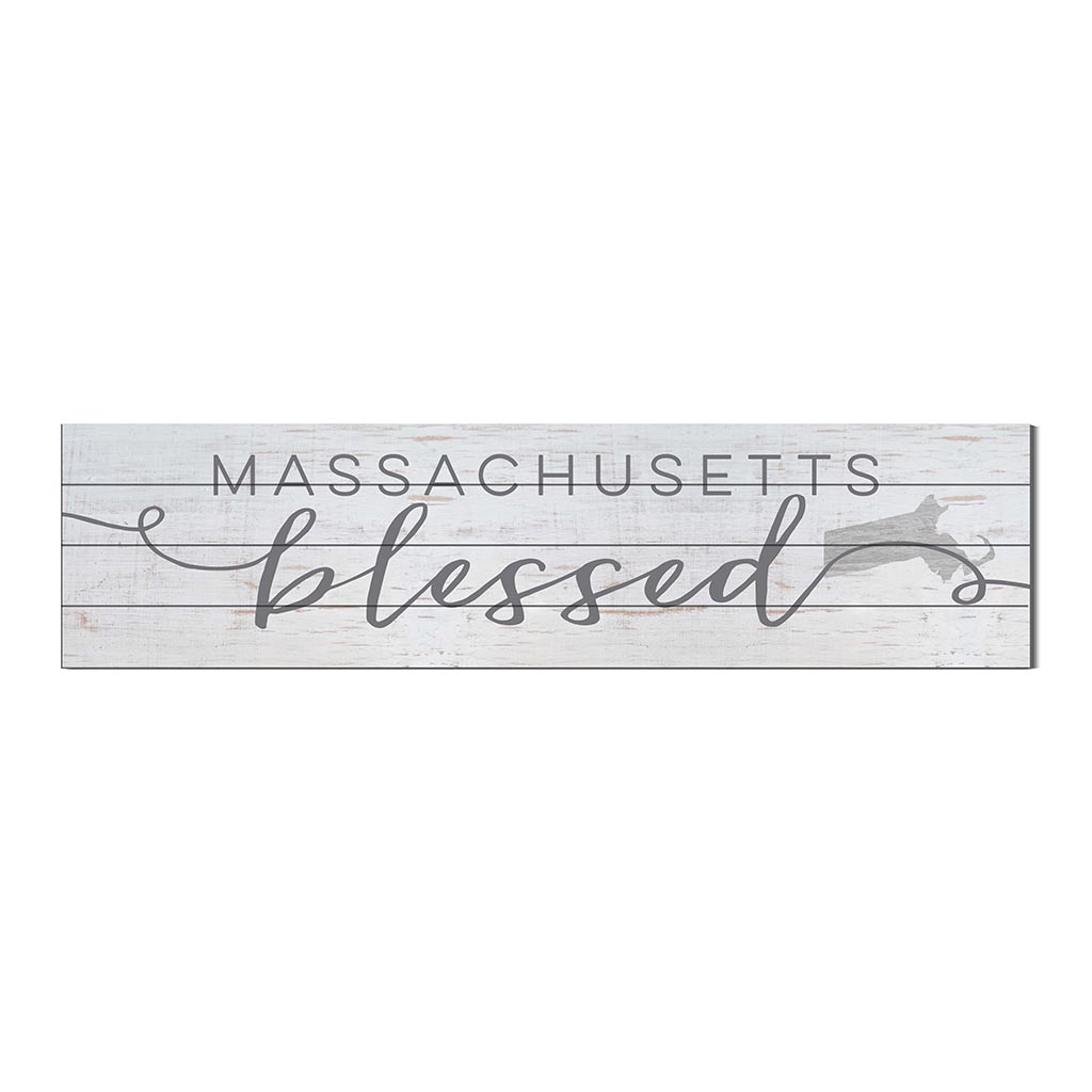 40x10 Whitewash Slat Sign State Blessed Massachusetts
