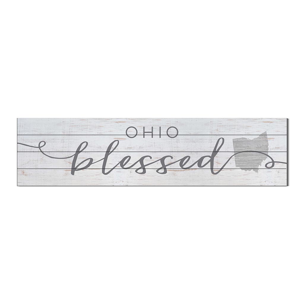 40x10 Whitewash Slat Sign State Blessed Ohio