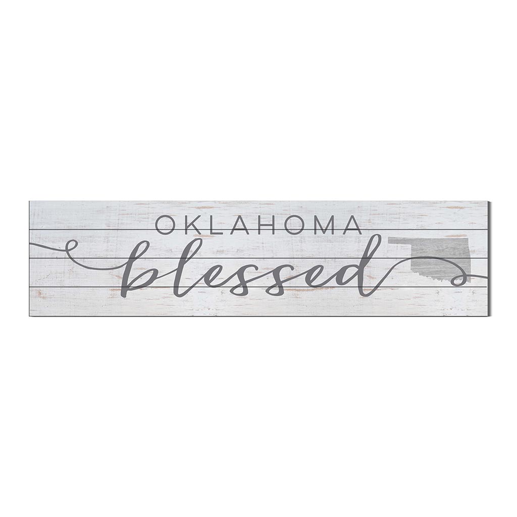 40x10 Whitewash Slat Sign State Blessed Oklahoma