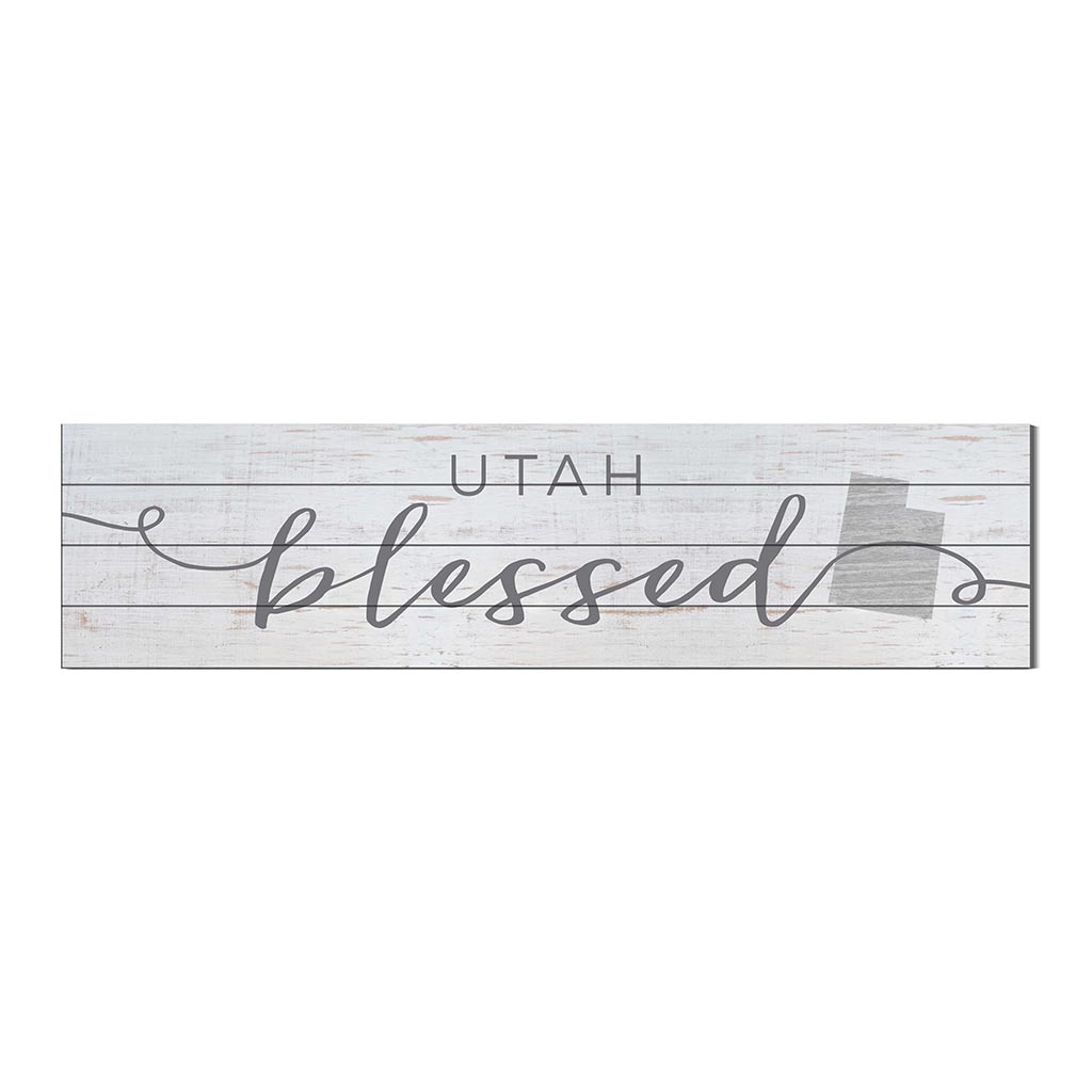 40x10 Whitewash Slat Sign State Blessed Utah