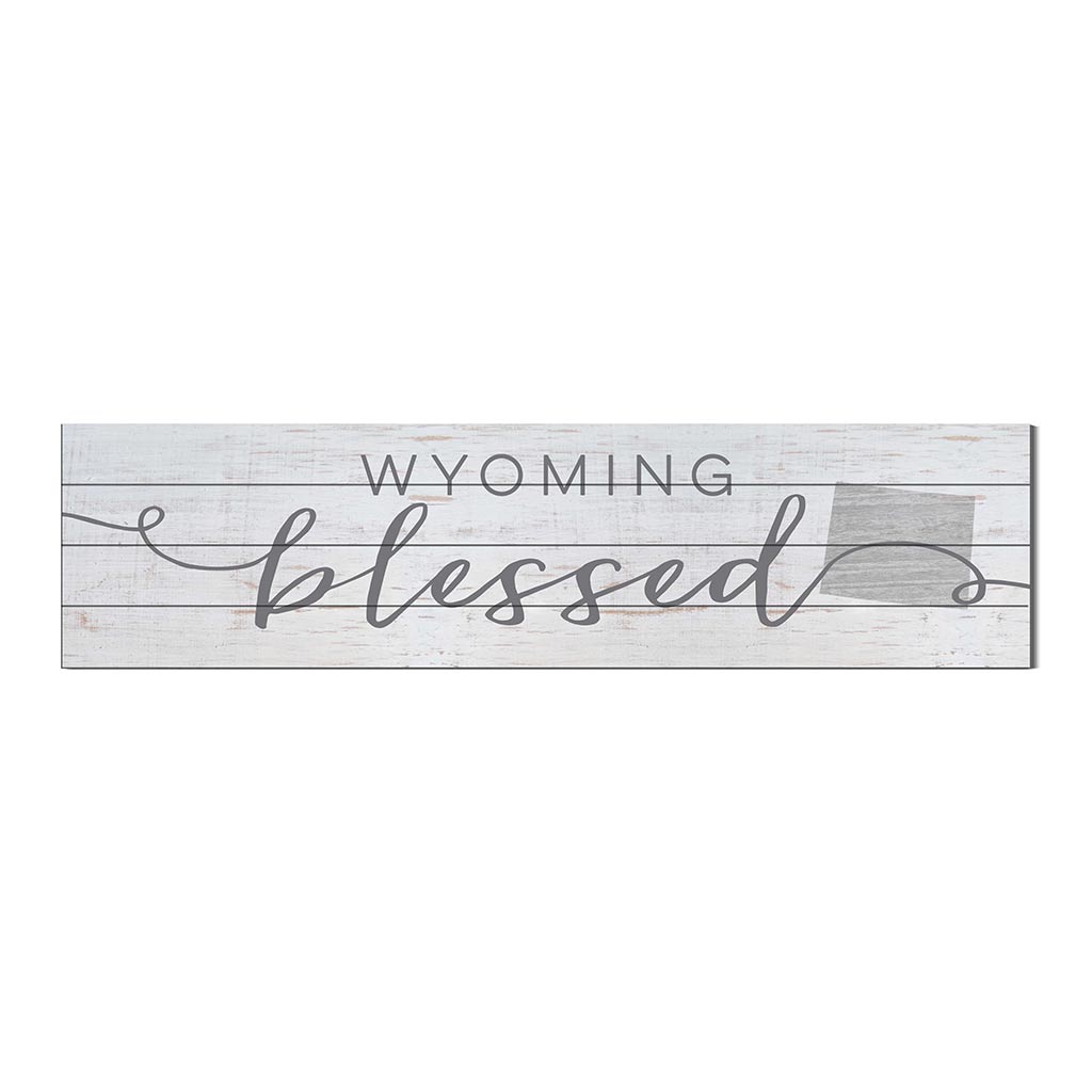 40x10 Whitewash Slat Sign State Blessed Wyoming