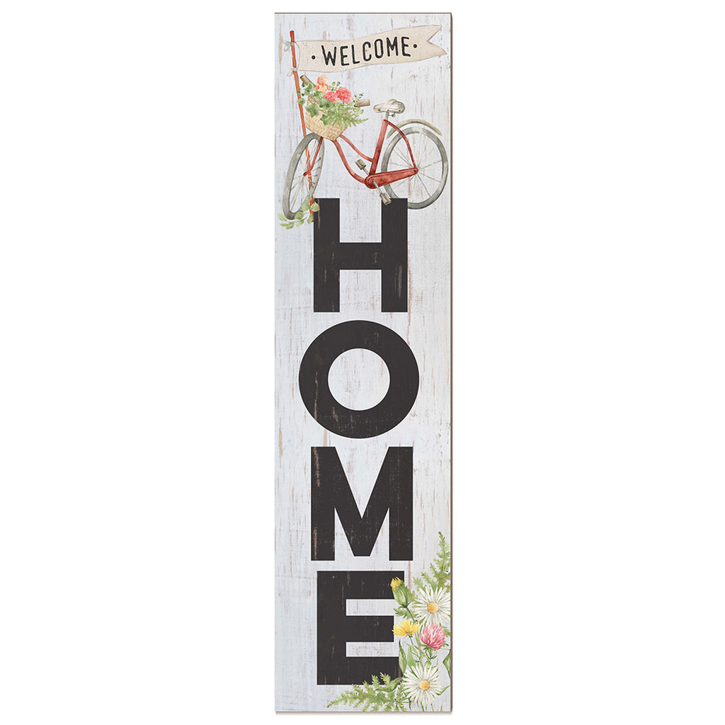 11x46 Welcome Home Bike with Flowers Leaner Sign