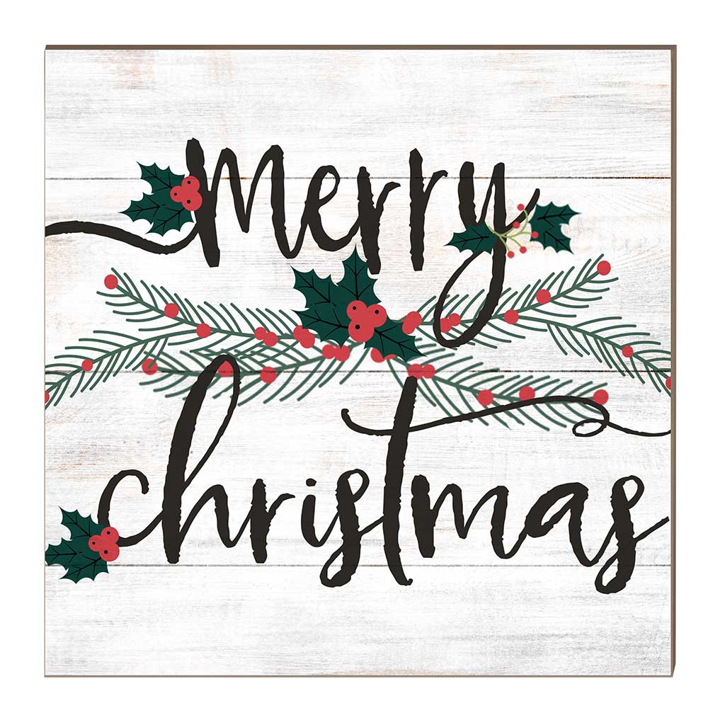 10x10 Merry Christmas with Holly Berries Sign