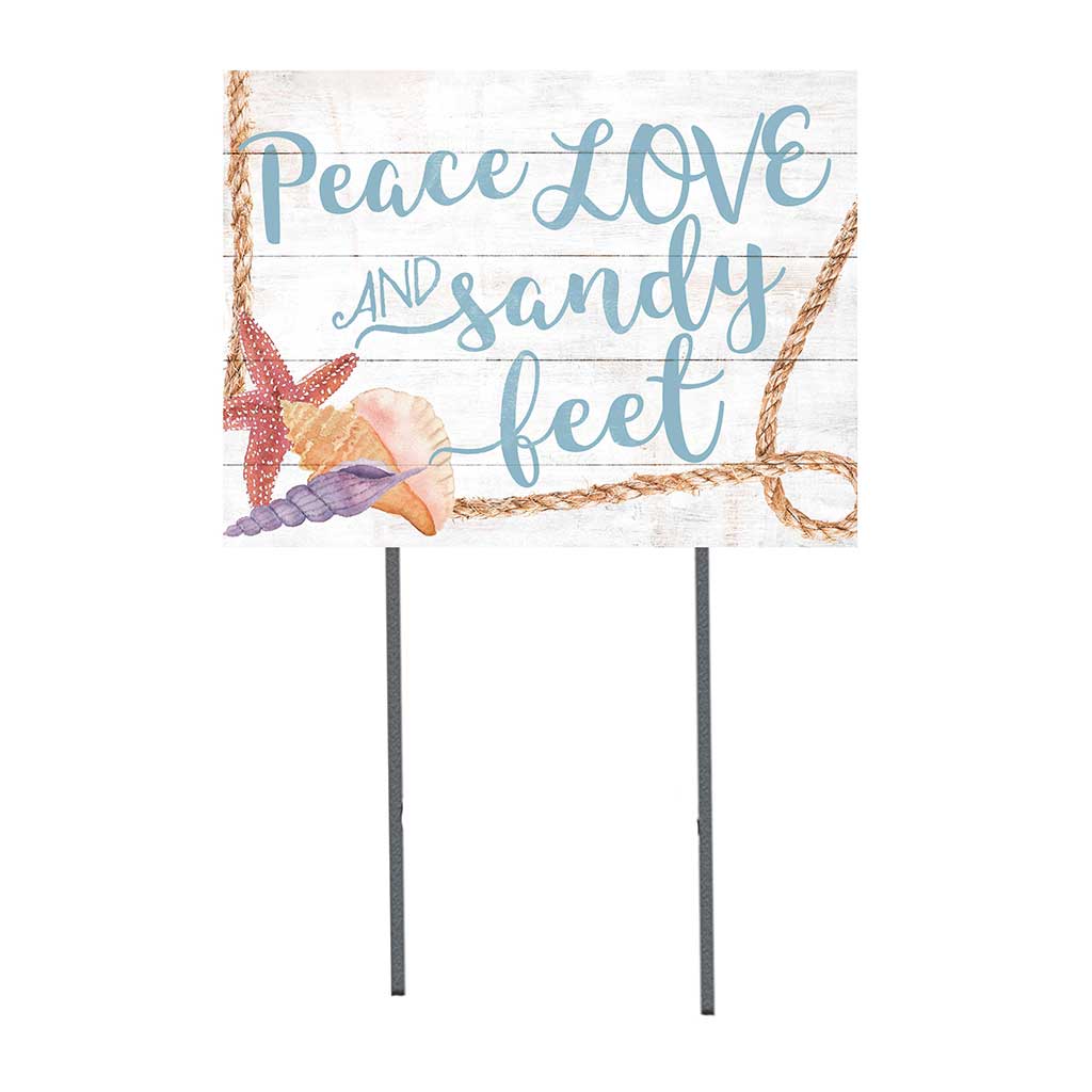 18x24 Peace Love Sandy Feet Seashells Lawn Sign