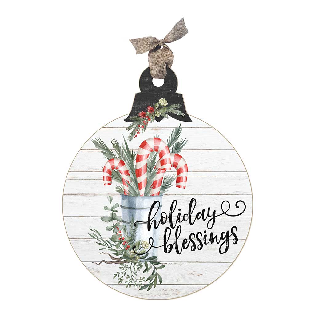 Candy Cane Holiday Blessings Large Ornament Sign