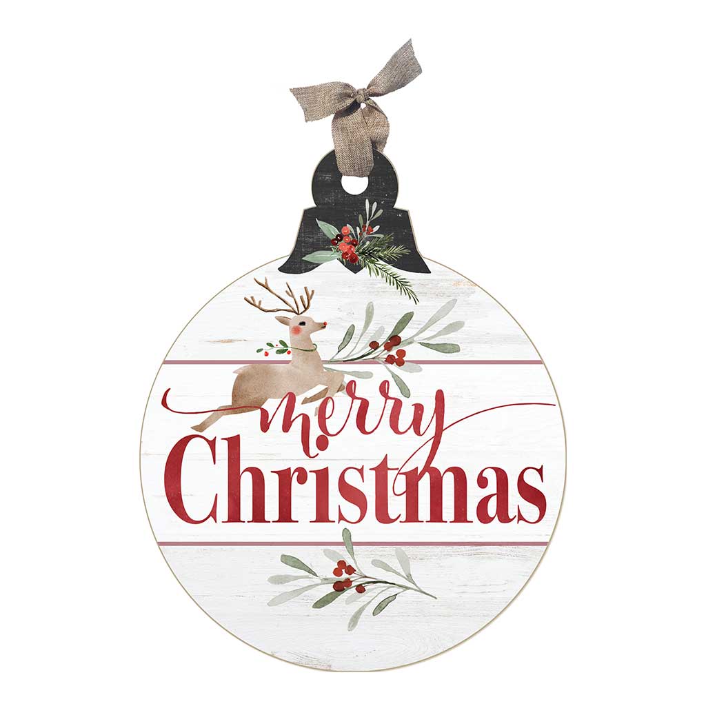 Merry Christmas Reindeer Large Ornament Sign Whitewash