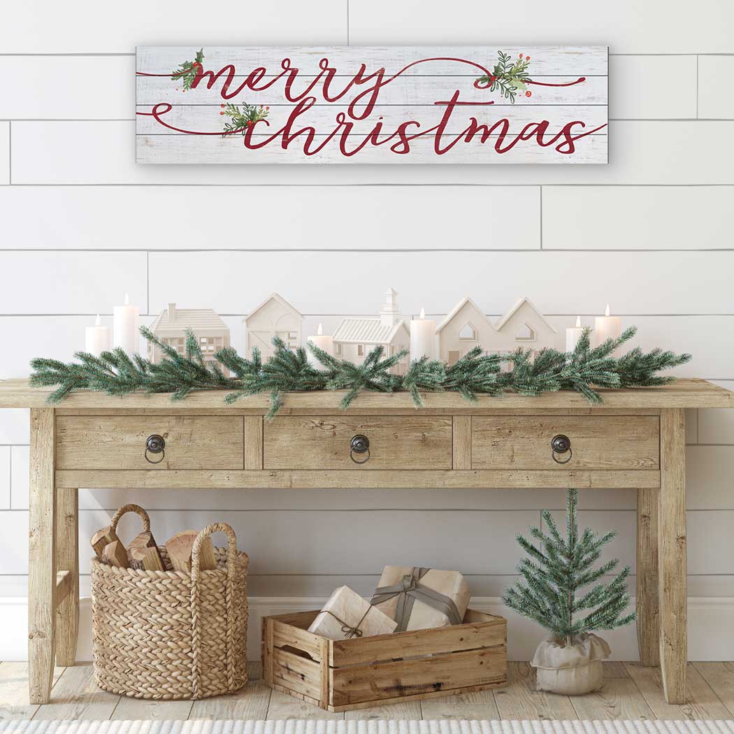 40x10 Whitewash Slat Sign Merry Christmas