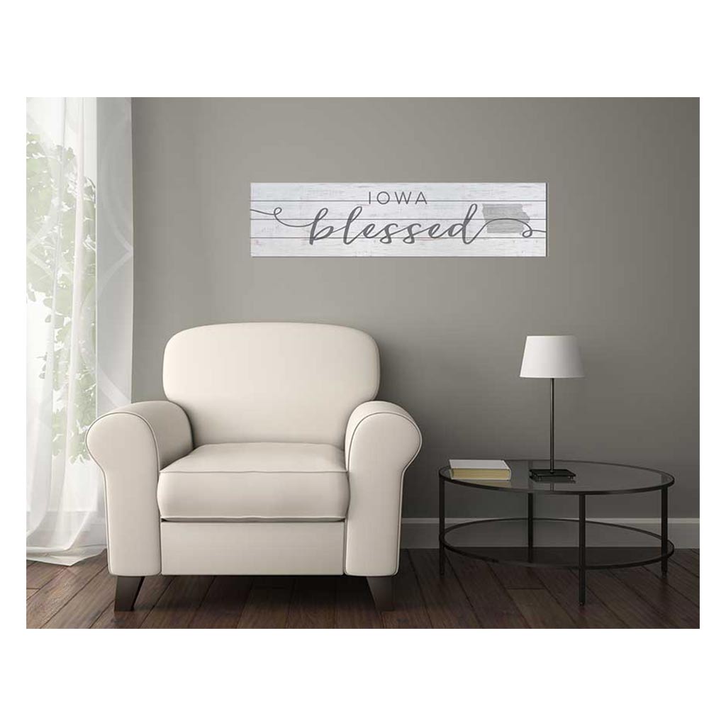 40x10 Whitewash Slat Sign State Blessed Iowa