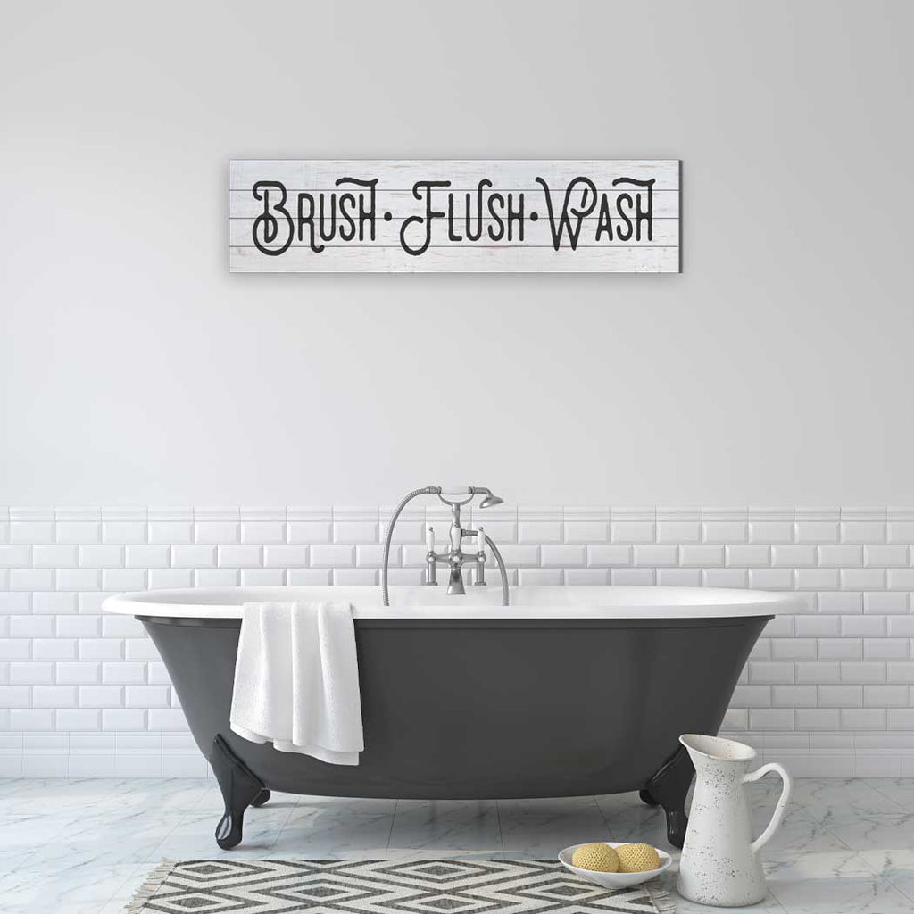 40x10 Whitewash Slat Sign Brush Flush Wash