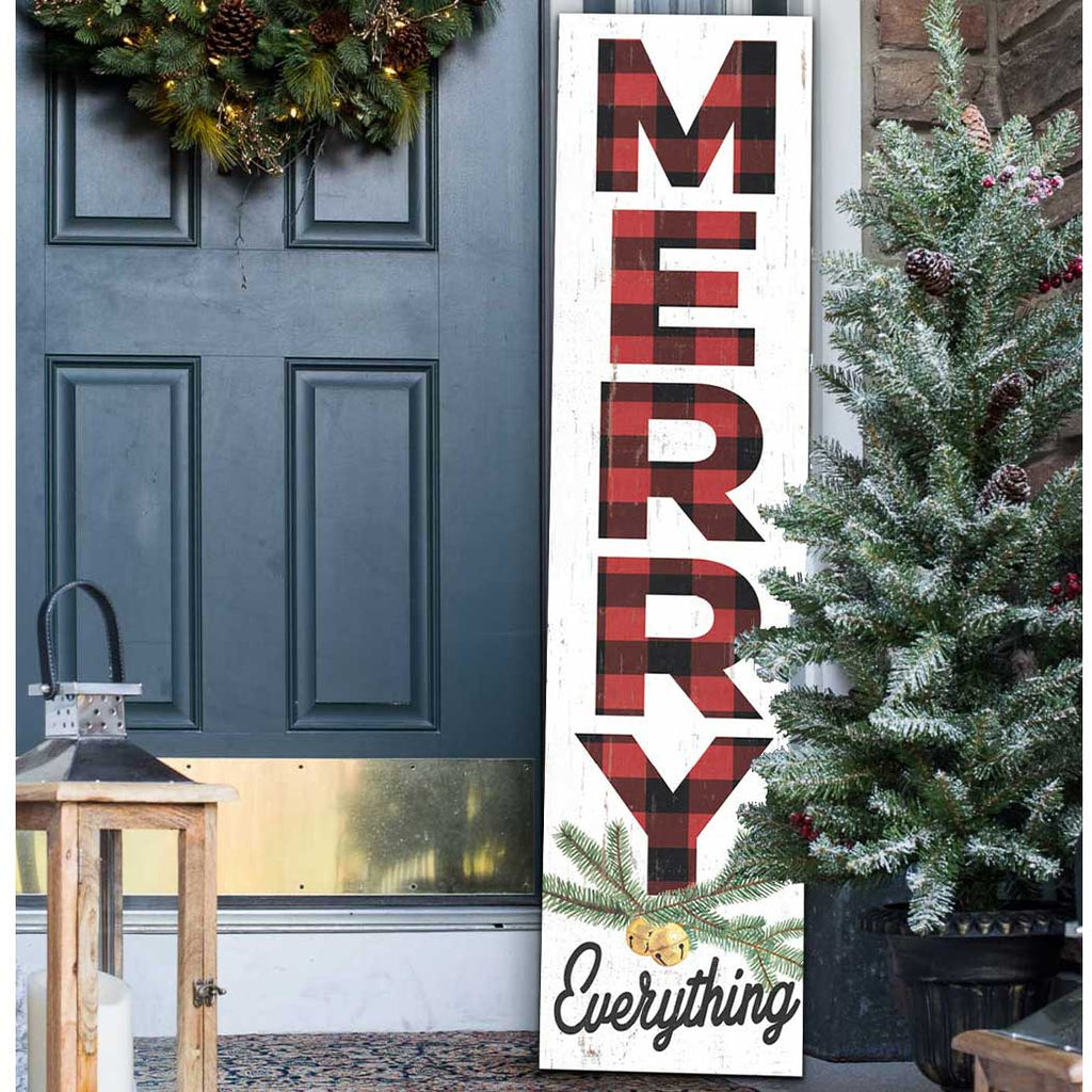 11x46 Merry Everything Red Plaid Leaner Sign