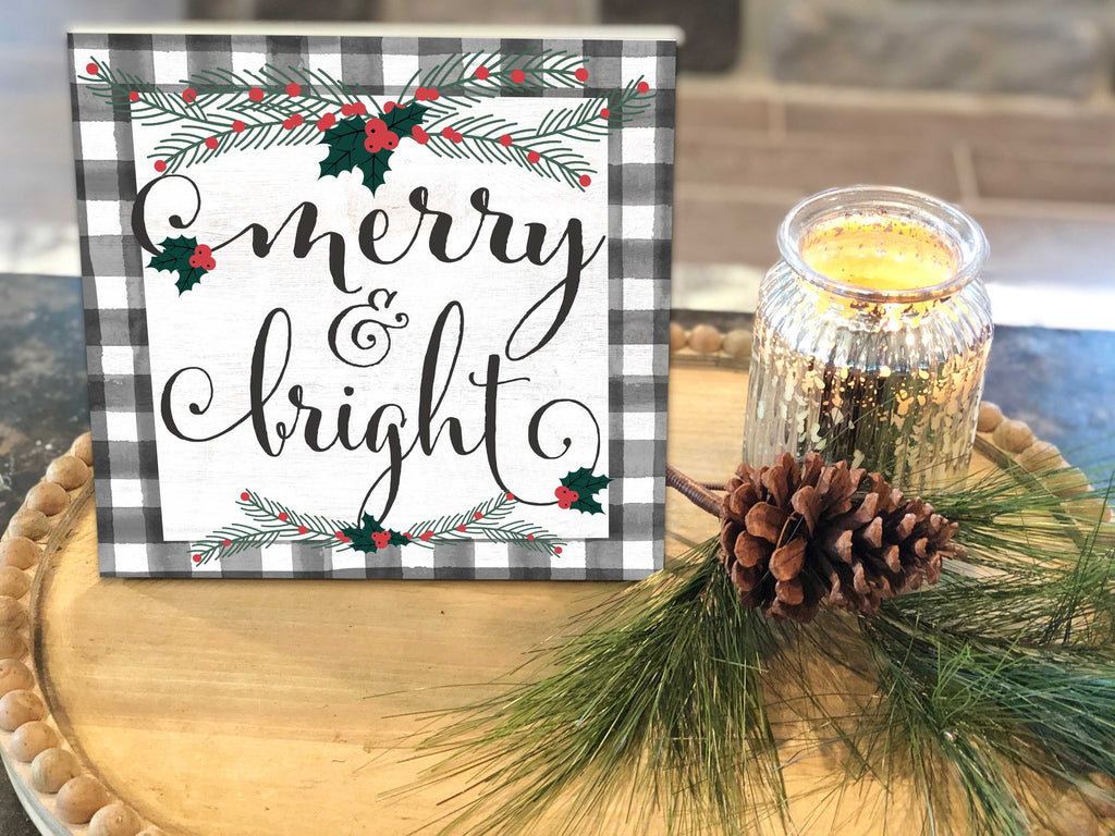 10x10 Merry and Bright Holly Buffalo Check Sign