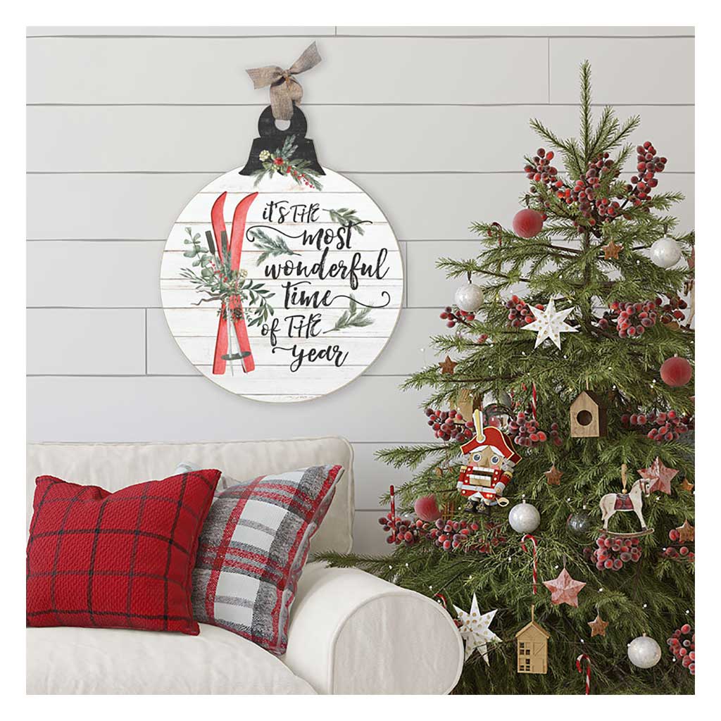 Snow Skis Most Wonderful Time of Year Large Ornament Sign