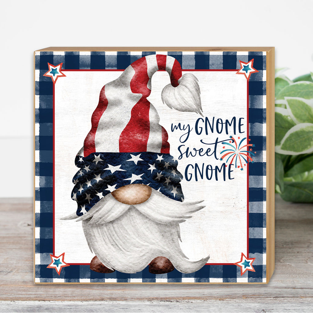 5x5 My Gnome Sweet American Gnome Block Sign